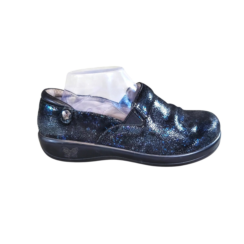 Alegria Kelli Black Iridescent Galaxy Leather Slip On Clogs KEL-948 Womens 39